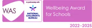 Wellbeing Award for Schools (WAS) National Children's Bureau logo - 2022-2025