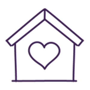 A house icon with a heart in the middle