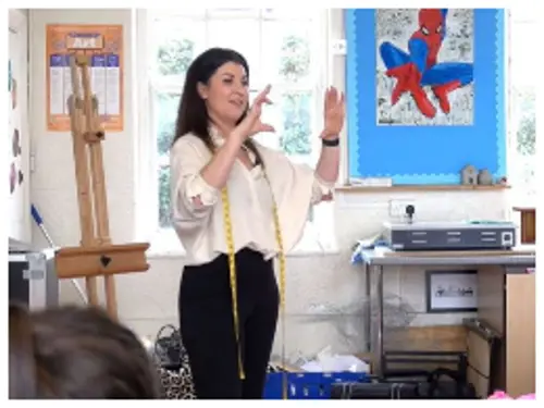 Kirsty Doyle giving a presentation to our pupils