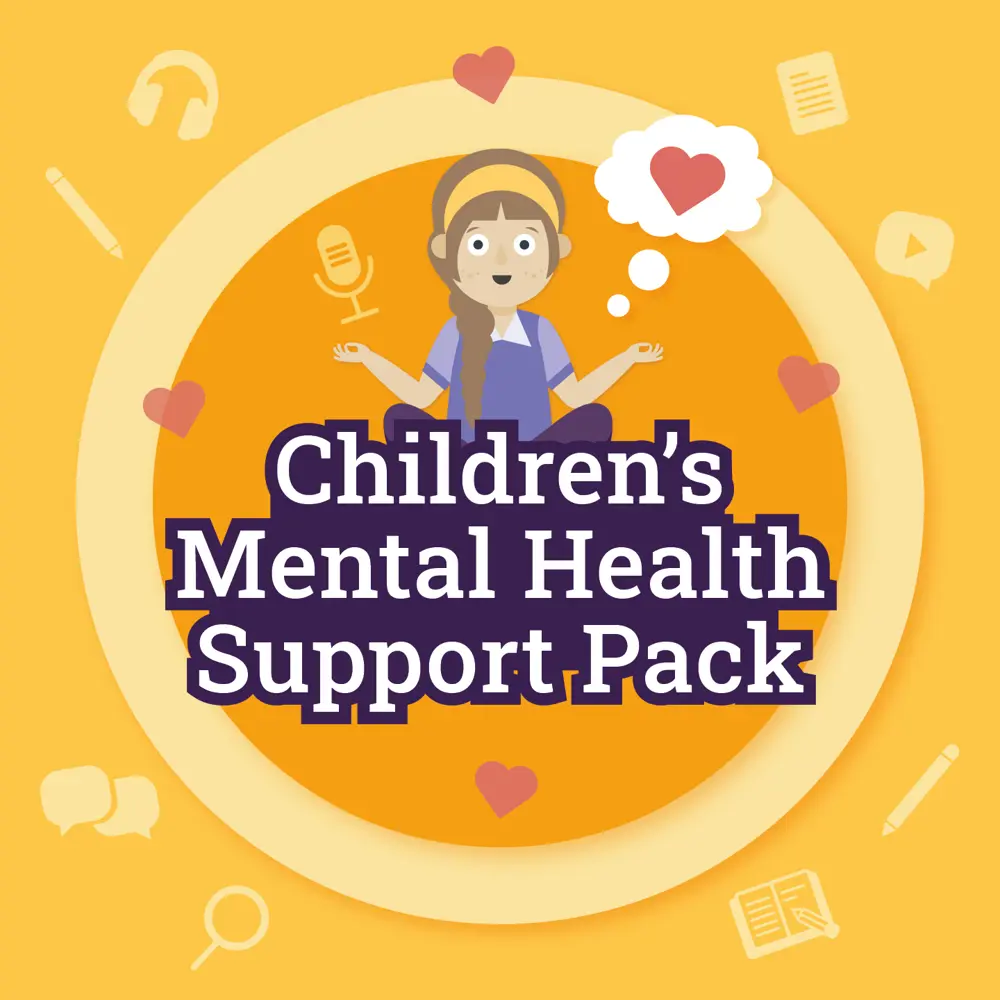 A girl character with brown hair in a plait sat with her legs crossed smiling