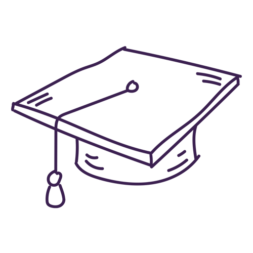 Graduation hat icon in purple